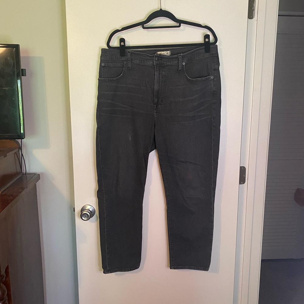 Madewell Womens 33 The Perfect Vintage Crop Faded Black Straight Leg Jeans